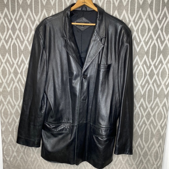 None Other - Weathered Leather Jacket 46L Men’s Blazer Cut